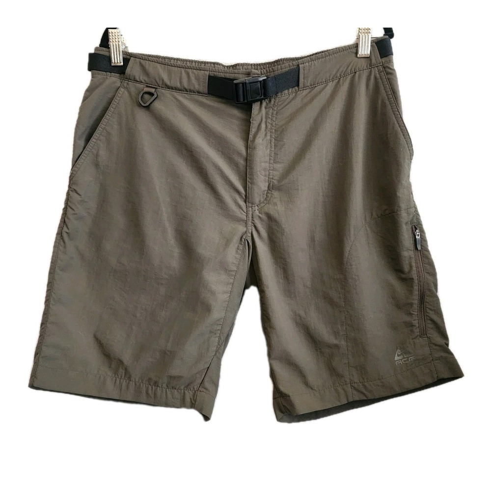 Nike ACG Shorts Men 34 Army Green Cargo Pocket Belted Nylon Outdoor Hiking 34x9‎